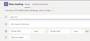 An image showing the Scheduling form for entering meeting details