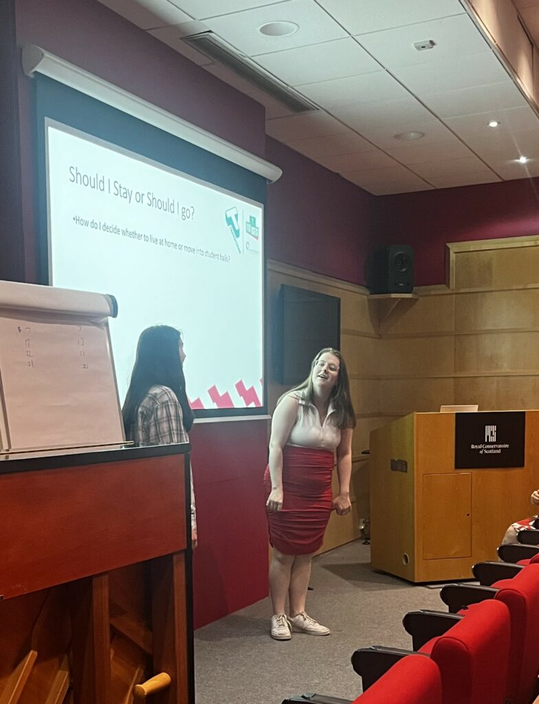 Two students doing a presentation